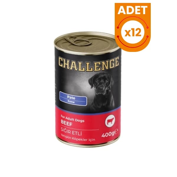 Challenge Pate Sığır Etli Yetişkin Konserve Köpek Maması 400 g / 12 Adet paket görseli