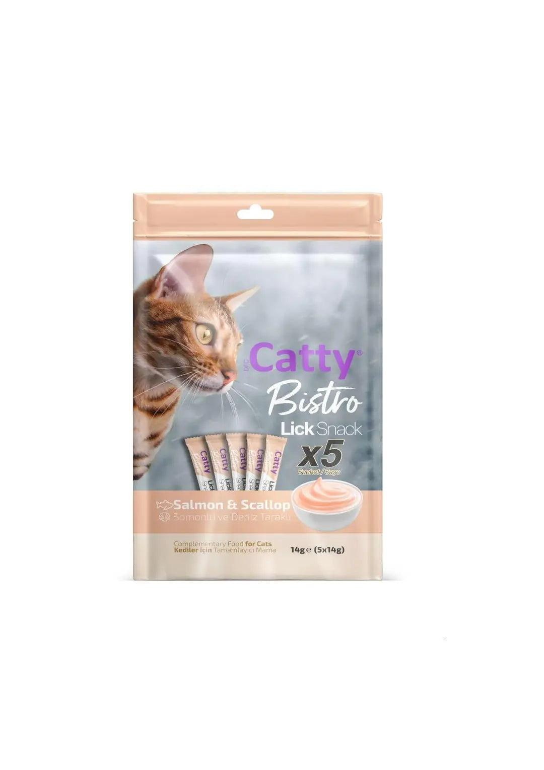 Catty Bistro Somonlu ve Deniz Taraklı Yetişkin Kedi Krema Ödülü 5 x 14 g paket görseli