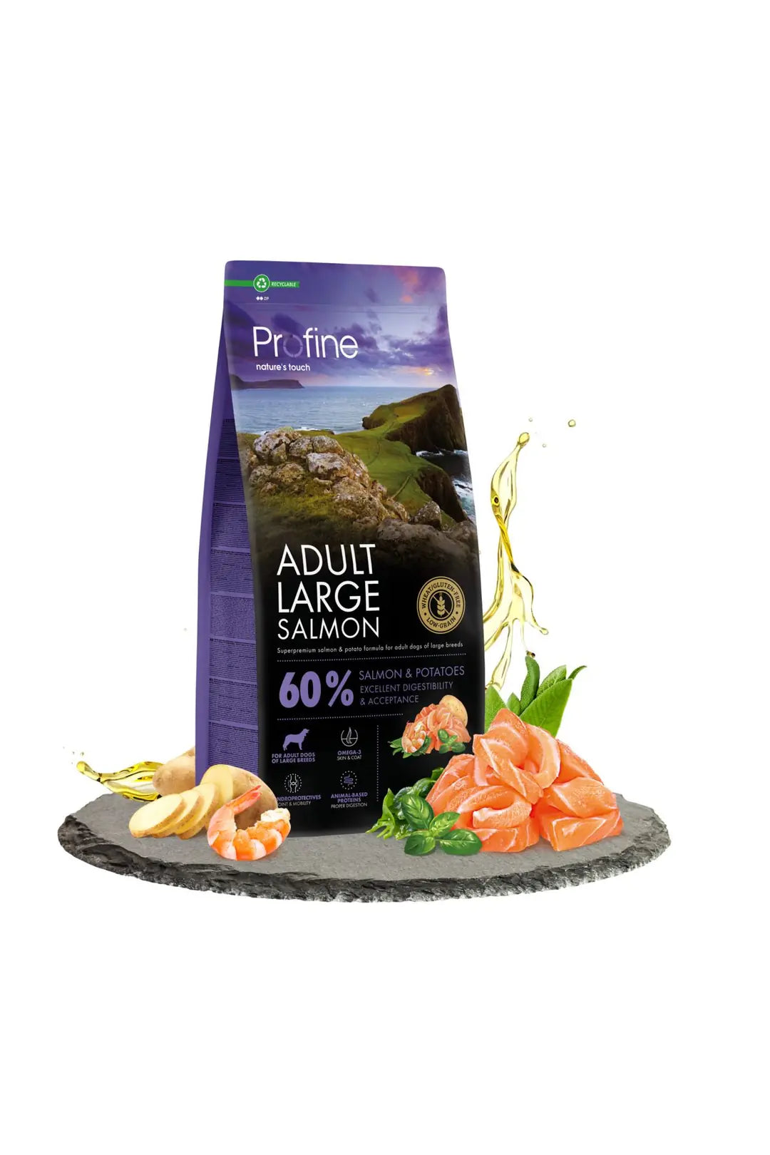 Profine Glutensiz Somonlu Büyük Irk Yetişkin Köpek Maması 12 kg paket görseli