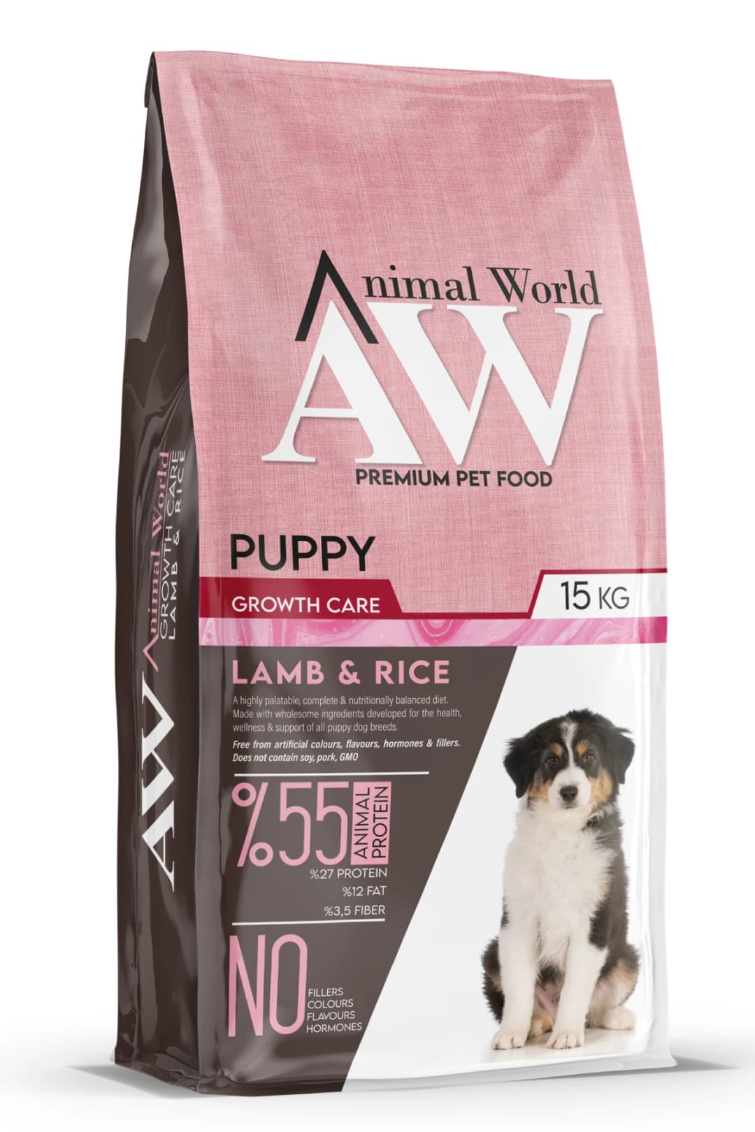 Animal World Puppy Kuzu Etli ve Pirinçli Yavru Köpek Maması 15 kg paket görseli