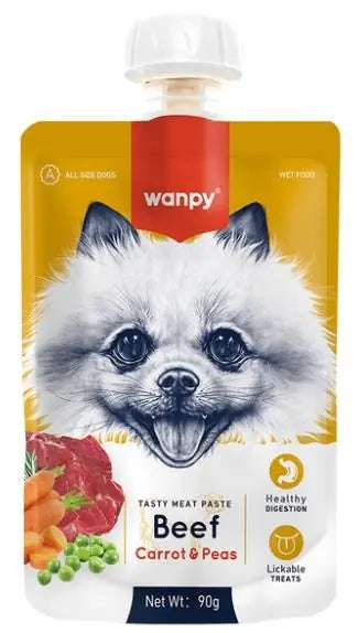 Wanpy Taze Sığır Etli ve Havuçlu Köpek Et Ezmesi 90 g paket görseli