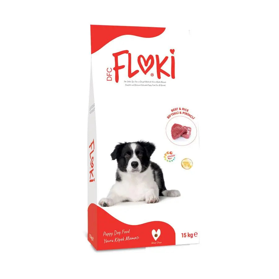 Floki Biftekli ve Pirinçli Yavru Köpek Maması 15 kg paket görseli