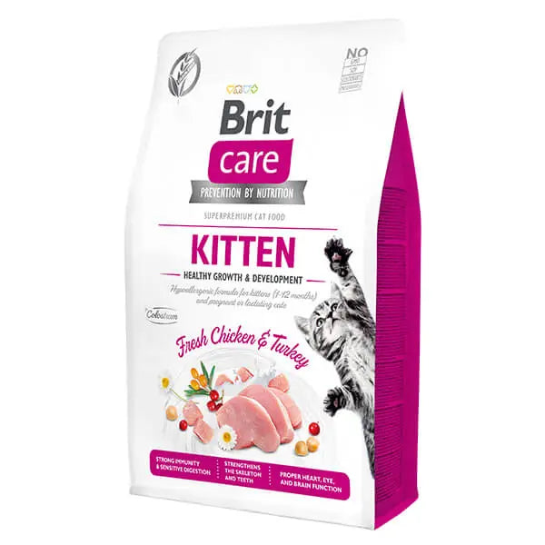 Brit Care Hipoalerjenik Kitten Tahılsız Tavuk ve Hindili Yavru Kedi Maması 2 kg paket görseli
