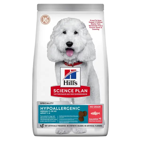 Hills Science Plan Hypoallergenic Somonlu Orta Irk Yetişkin Tahılsız Köpek Maması 10+2 kg Hediyeli paket görseli