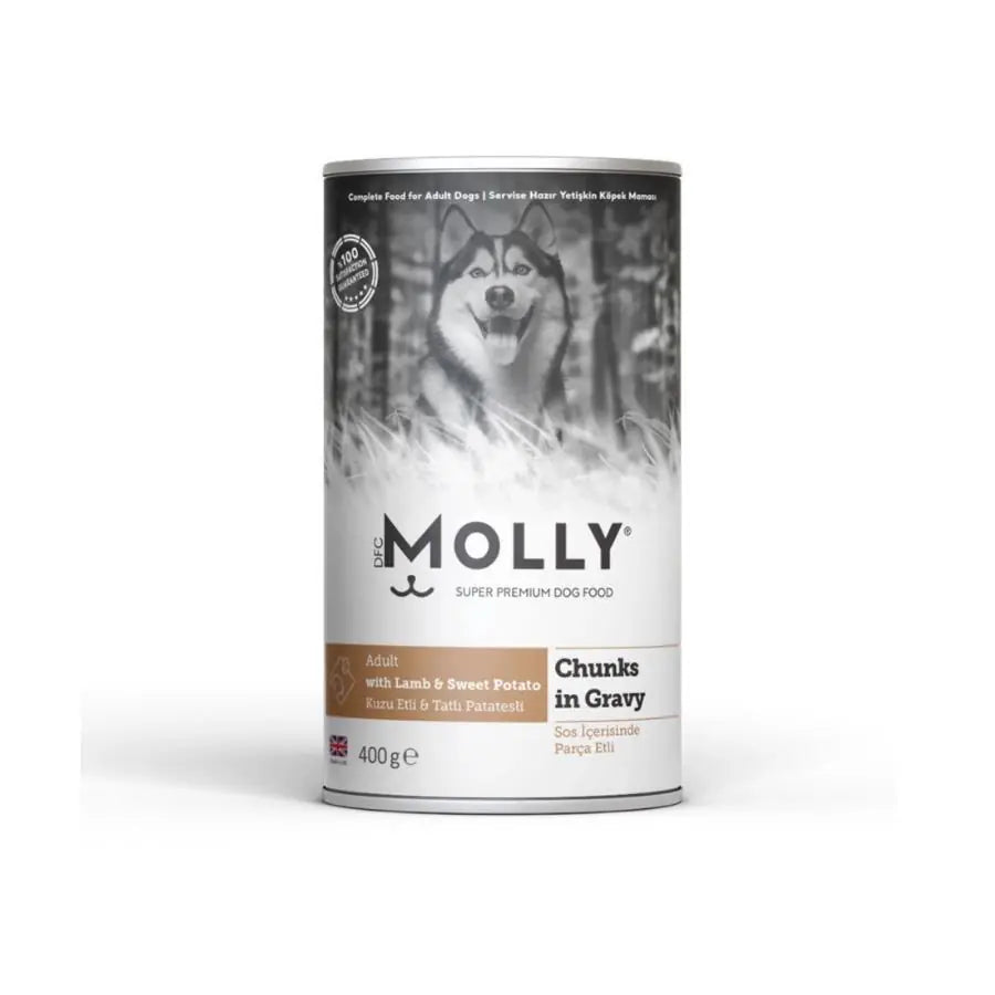 Molly Sos İçinde Parça Kuzu Etli ve Tatlı Patatesli Yetişkin Köpek Konservesi 400 g paket görseli