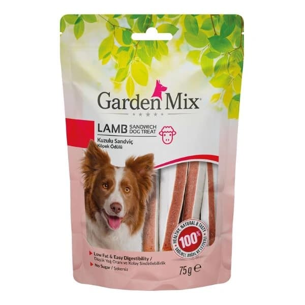 Garden Mix Kuzulu Sandviç Düşük Yağlı Şekersiz Köpek Ödül Maması 1 Adet / 75 g paket görseli