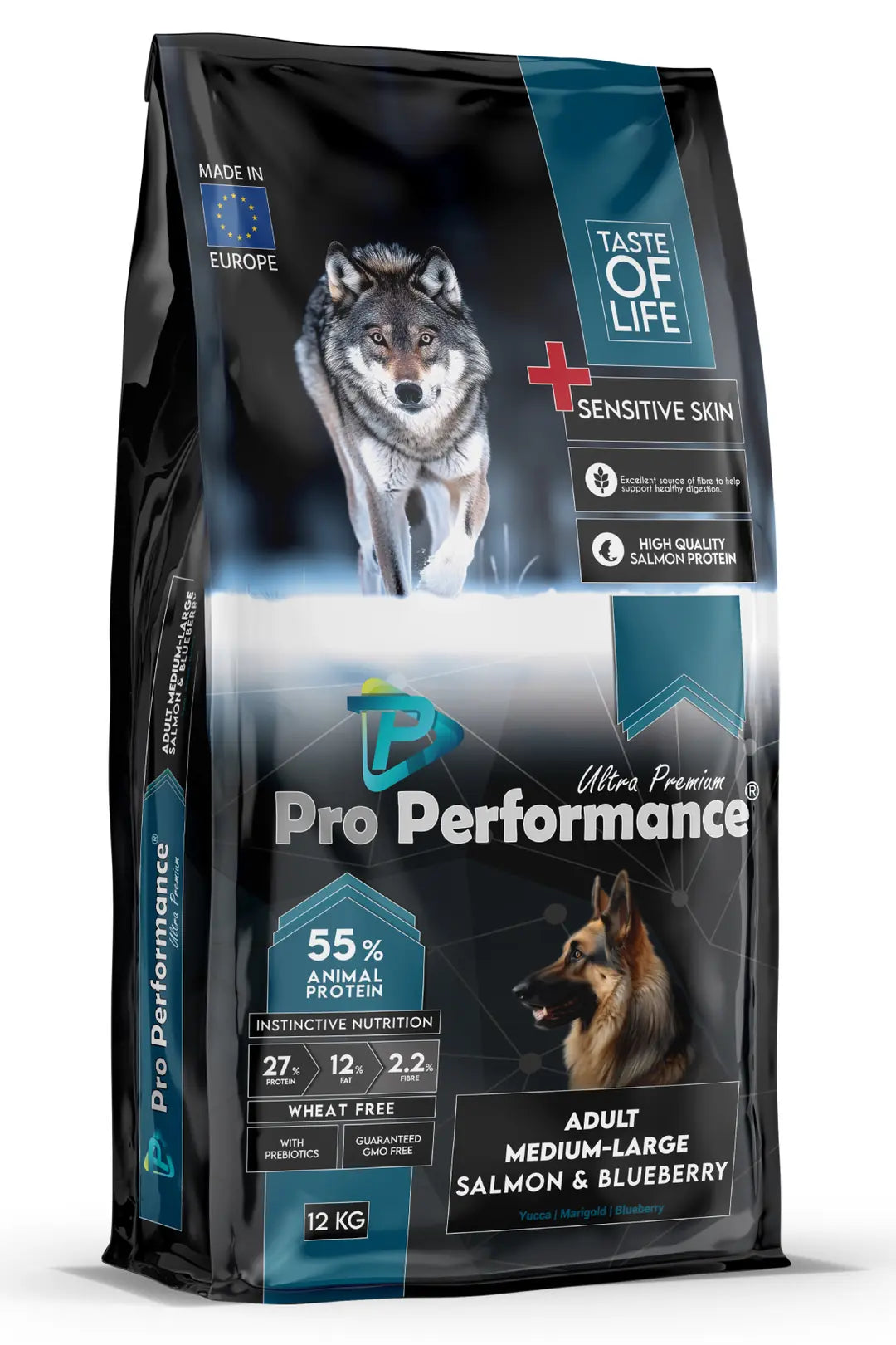 Pro Performance Somonlu ve Yaban Mersinli Orta ve Büyük Irk Yetişkin Köpek Maması 12 kg paket görseli