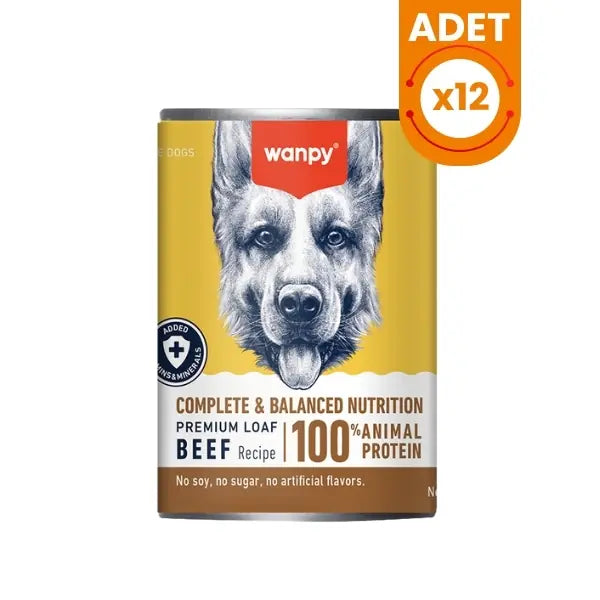 Wanpy Biftekli Tahılsız Yetişkin Konserve Köpek Maması 12 Adet / 375 g paket görseli