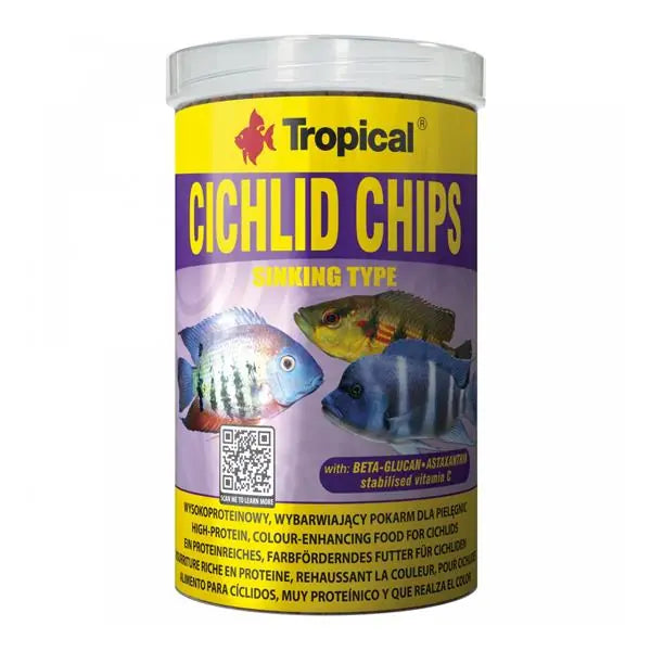 Tropical Cichlid Chips Çiklit Renk Artırıcı Balık Yemi 130 g paket görseli