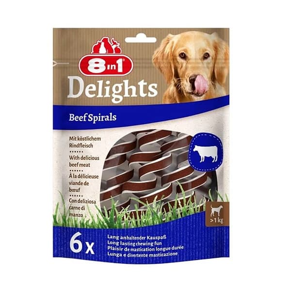 8in1 Delights Smart Spirals Biftekli Burgu Köpek Ödülü paket görseli
