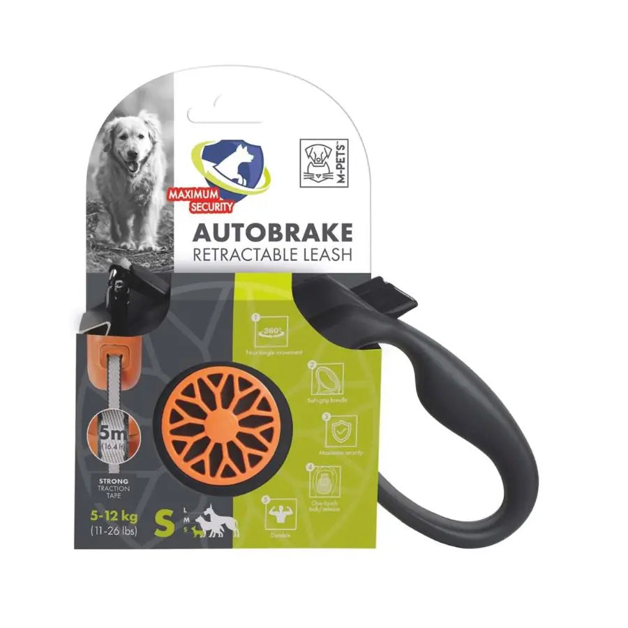 M-Pets Autobreake Turuncu Otomatik Şerit Köpek Gezdirme Tasması 5 Mt / S paket görseli