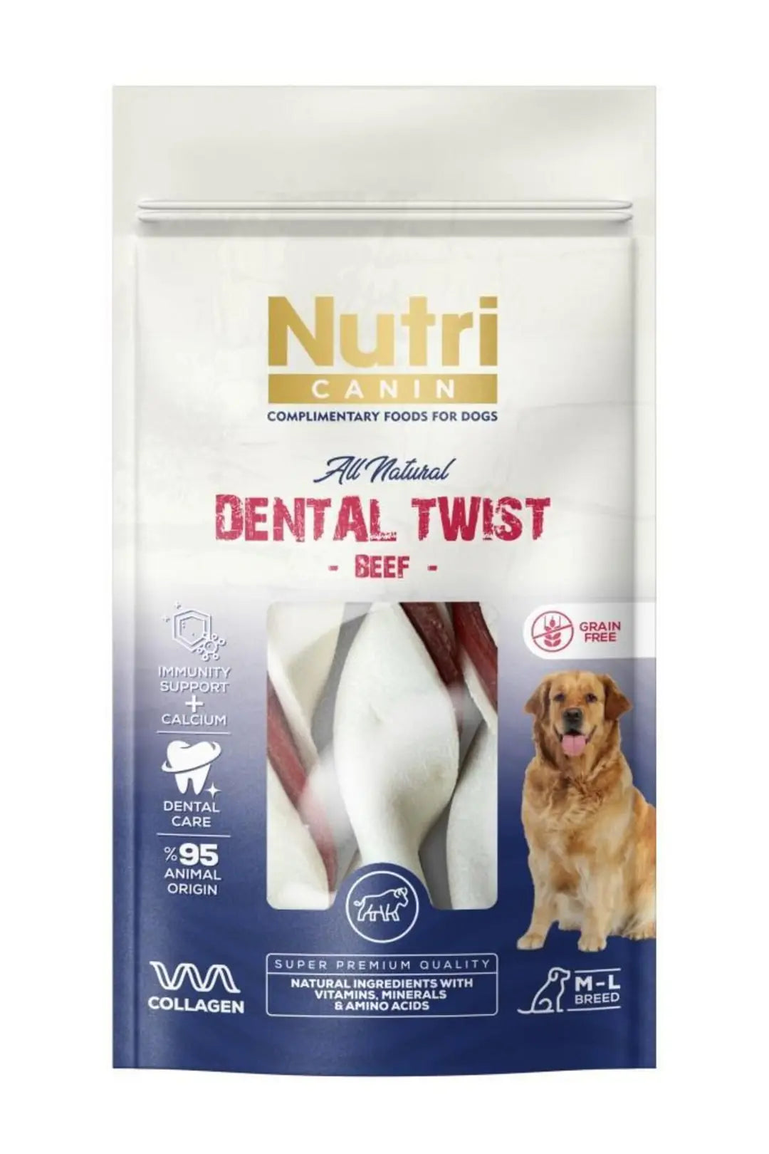 Nutri Canin Dental Twist Biftekli Diş Sağlığı Köpek Ödülü 120 g paket görseli