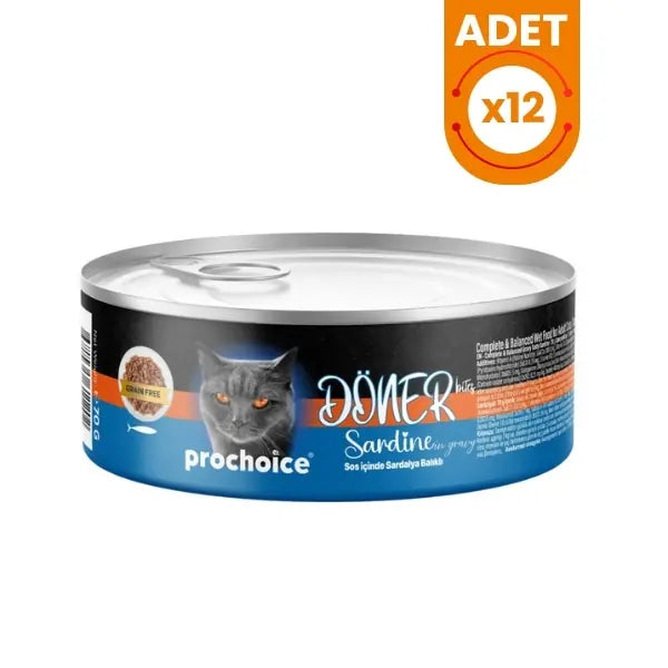 Prochoice Döner Bites Sos İçinde Sardalyalı Yetişkin Konserve Kedi Maması 12 Adet / 70 g paket görseli