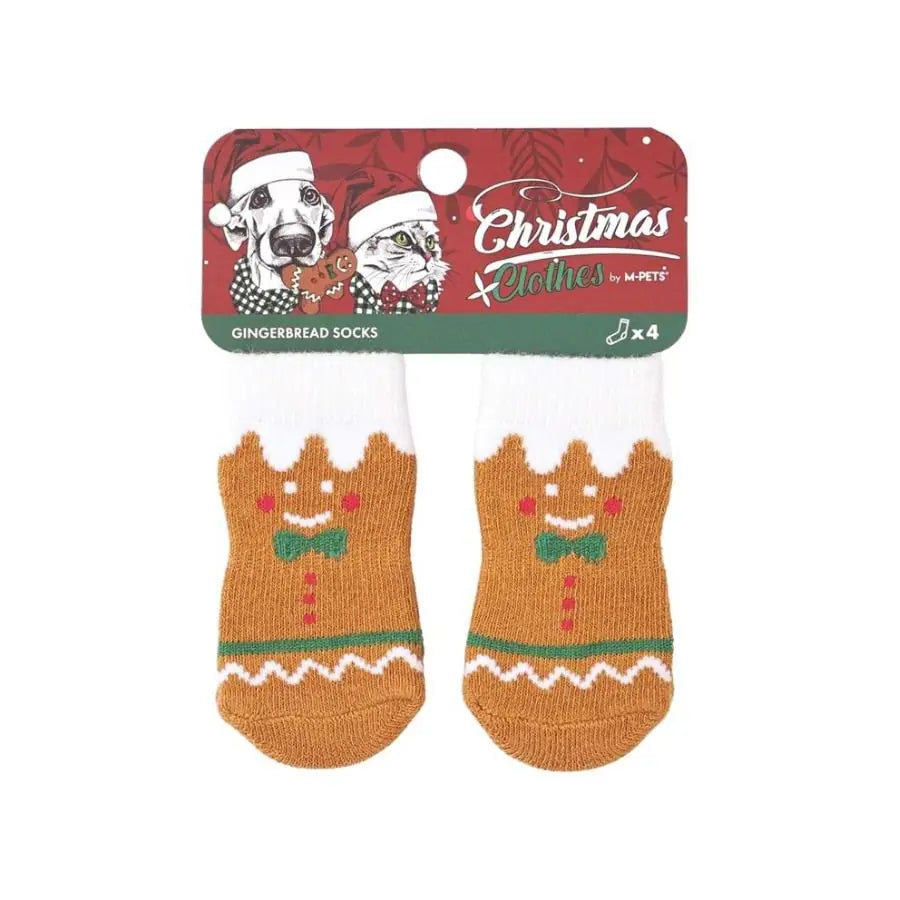 M-PETS Chrıstmas Gıngerbreaad Kaymaz Tabanlı Çorap 4lü paket görseli