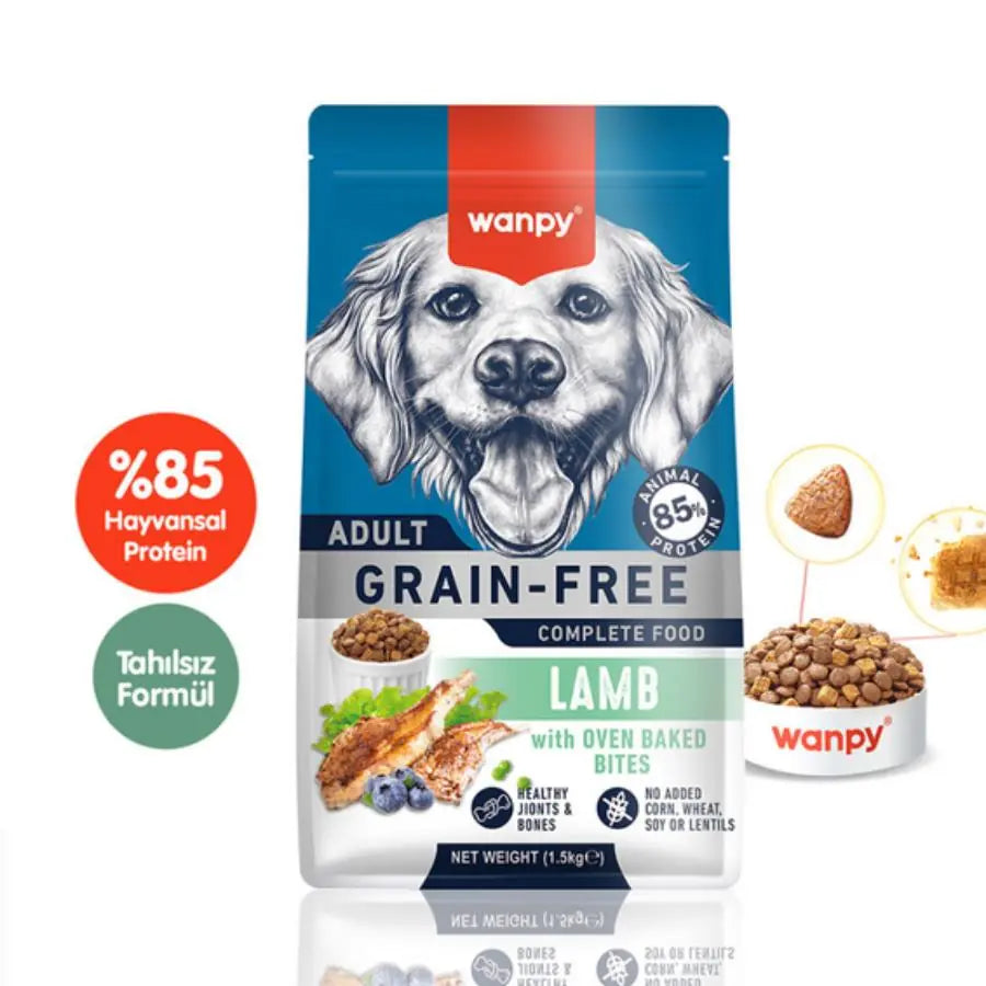 Wanpy Tahılsız Kuzulu Yetişkin Köpek Maması 1,5 kg paket görseli