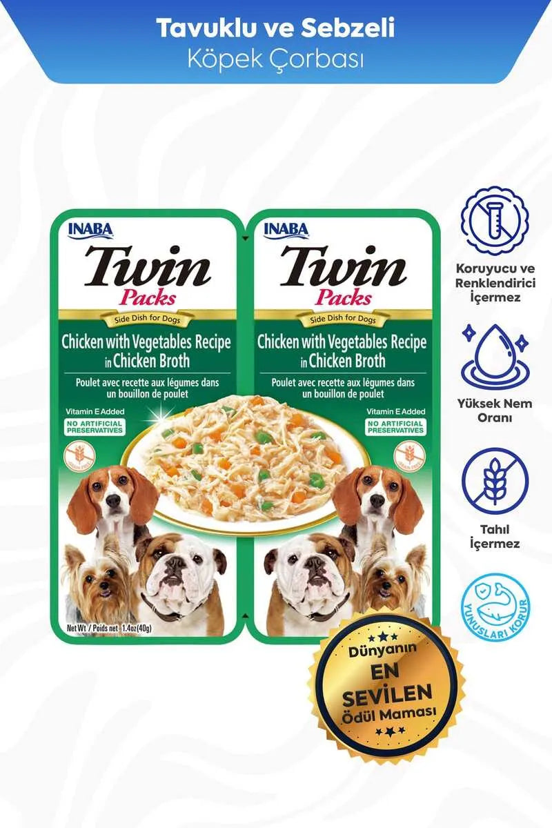 Ciao Twin Churu Tavuklu Sebzeli Köpek Çorbası 2x40 g paket görseli