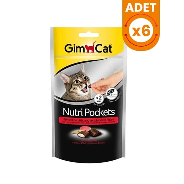 Gimcat Nutri Pockets Biftek Malt Kedi Ödül Maması Tablet 6 Adet / 60 g paket görseli