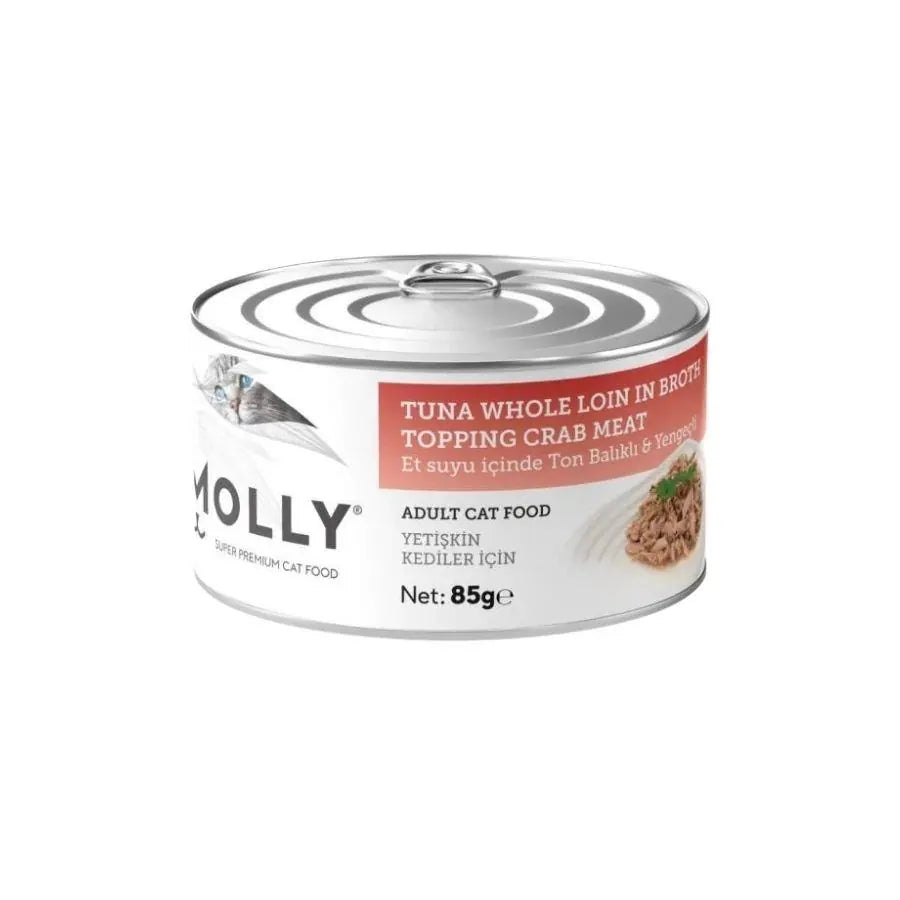 Molly Et Suyu İçinde Ton Balıklı ve Yengeçli Tahılsız Yetişkin Kedi Konservesi 85 g paket görseli