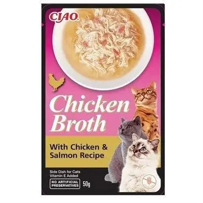 Ciao Chicken Churu Broth Somonlu ve Tavuk Sulu Kedi Ödül Maması 50 g paket görseli