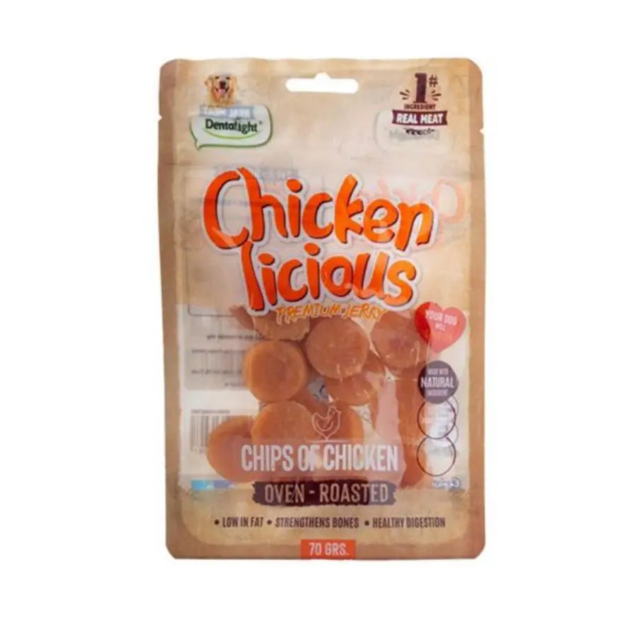 Dentalight Chicken Chips Tavuk Etli Köpek Ödül Cipsi 70 g paket görseli