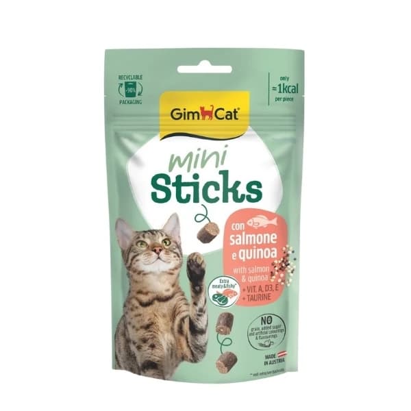 Gimcat Mini Sticks Somonlu ve Kinoalı Kedi Ödül Maması 1 Adet / 50 g paket görseli