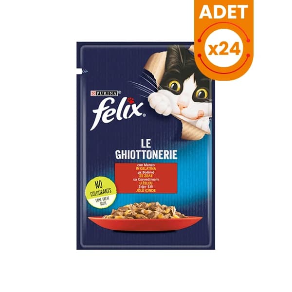 Felix Taze Sığır Etli Jöleli Pouch Yetişkin Yaş Kedi Maması 85 g paket görseli