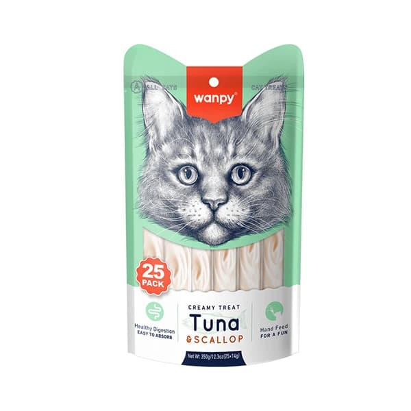 Wanpy Ton Balıklı ve Deniz Taraklı Sıvı Kedi Ödülü 1 Adet / 25x14 g paket görseli
