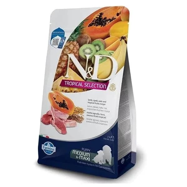 N ve D Tropical Selection Kuzu Etli Orta ve Büyük Irk Yavru Köpek Maması 2 kg paket görseli