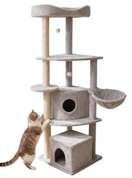 Tommy Çok Katlı Lüks Gri Kedi Tırmalama Evi 50x50x158 paket görseli