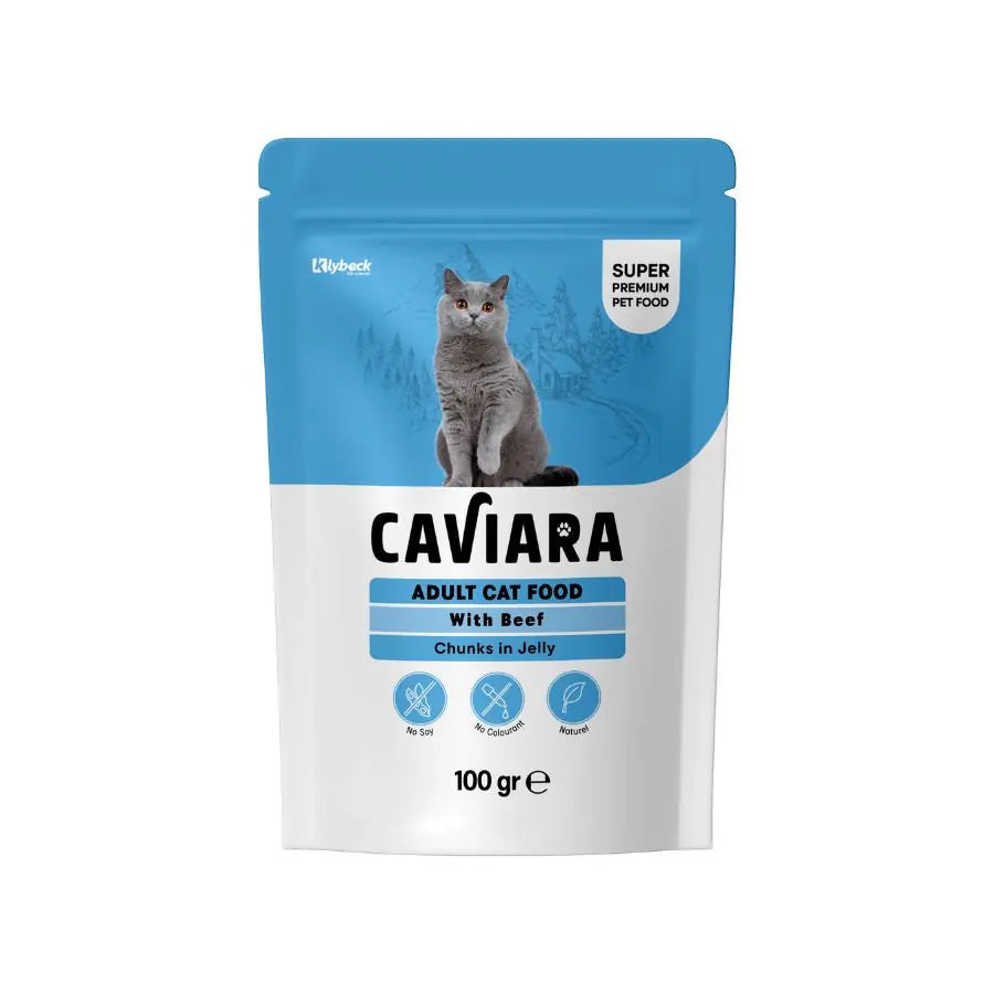 Caviara Pouch Sos İçinde Et Parçacıklı Dana Etli Yetişkin Kedi Konservesi 100 g / 1 paket görseli