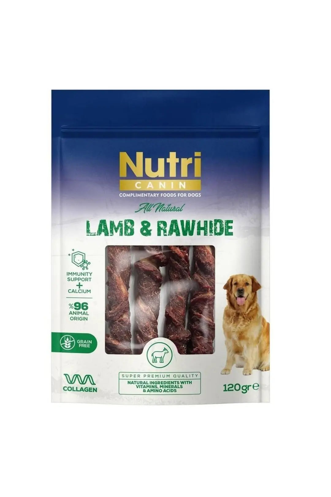 Nutri Canin Rawhide Kuzu Eti Sargılı Kemik Köpek Ödülü 120 g paket görseli