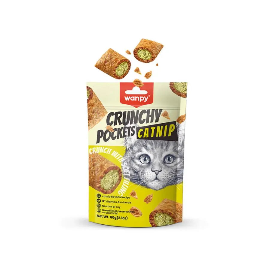 Wanpy Crunch Catnip ve Tavuklu Kedi Ödül Maması 60 g paket görseli