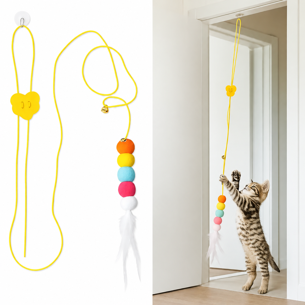 Tırtıl Elastik Kendinden Yapışkanlı Kedi Oyuncağı