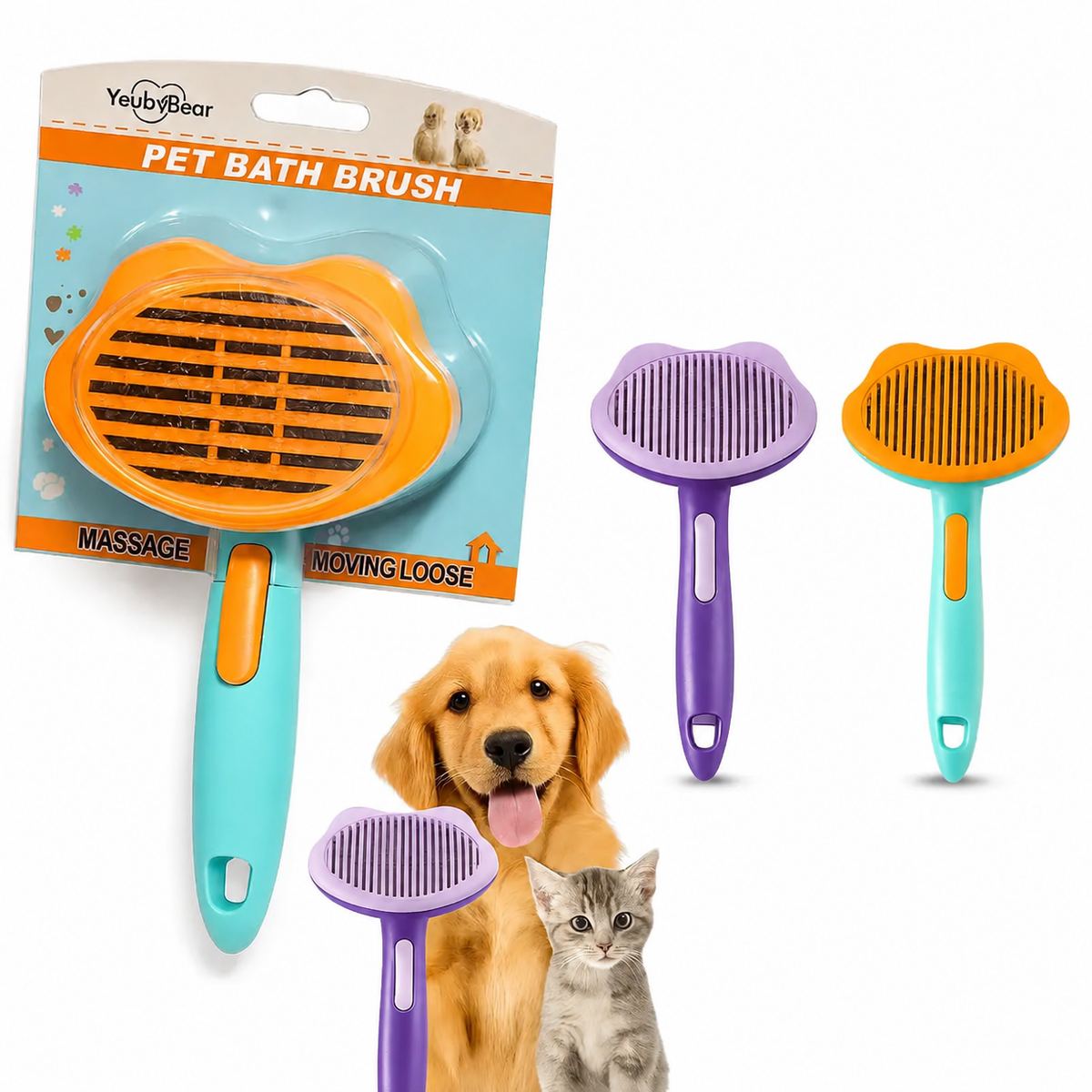 Otomatik Basmalı Kedi Köpek Tüy Toplama Tarağı Kulaklı Model