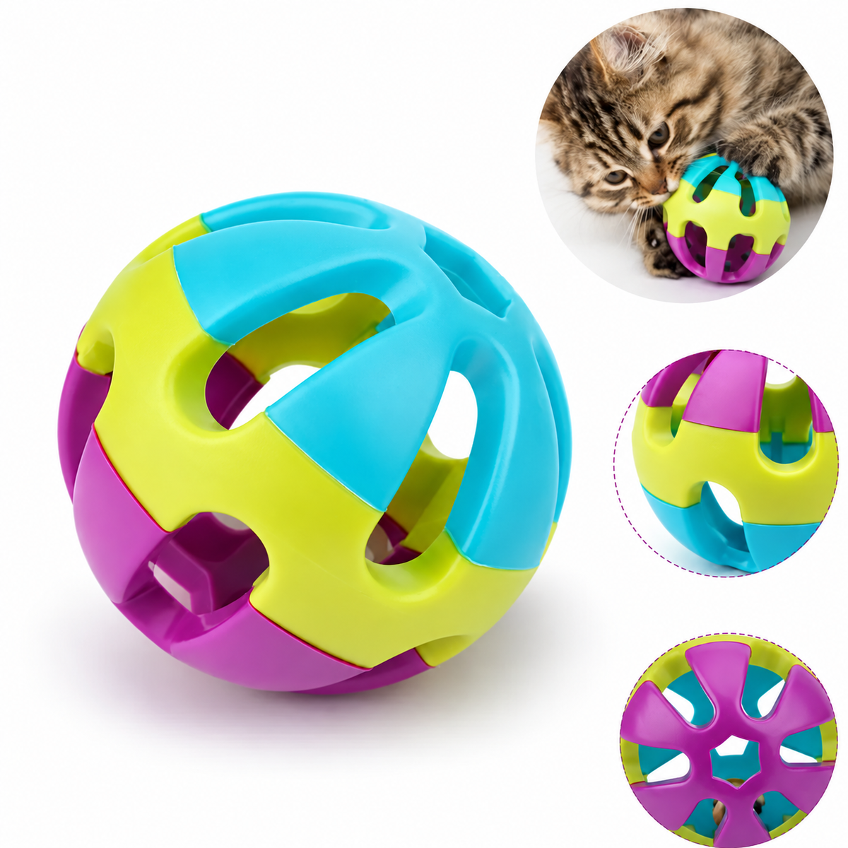 Çıngıraklı Kedi Köpek Oyun Topu (Karton Askılı)